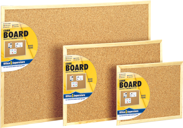 O1s Cork Board 60x90cm Wood Frame - Wooden Board For Office (642x457), Png Download