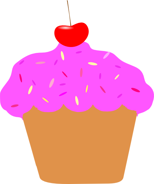 Pink Cherry Cupcake Clip Art - Cup Cake Clip Art (498x595), Png Download