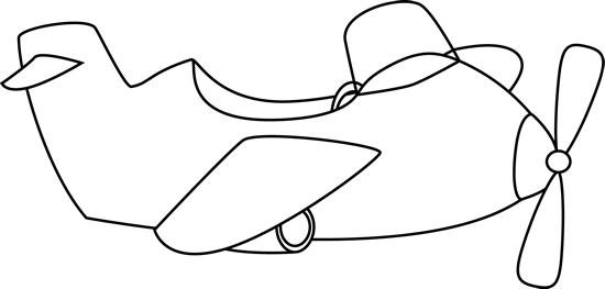 Cute Black And White Airplane Clip Art - Plane Clip Art Black And White (550x263), Png Download