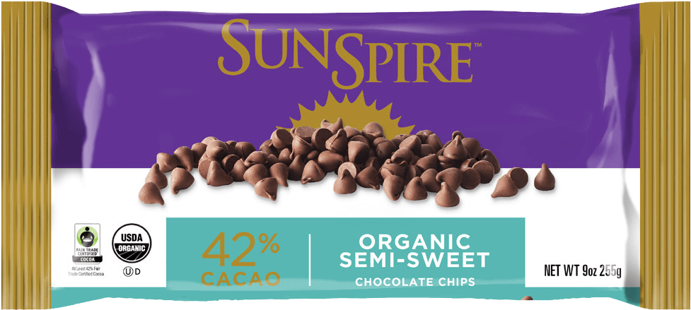 Organic Fair Trade 42% Cacao Semi-sweet Chocolate Chips - Sunspire Organic Chocolate Chips (1011x479), Png Download