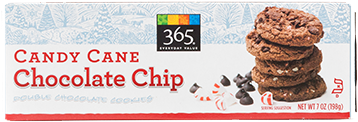 Candy Cane Chocolate Chip Double Chocolate Cookies - Whole Foods 365 (475x285), Png Download