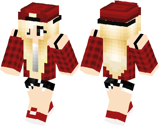 Minecraft Skin Red Girl (528x418), Png Download