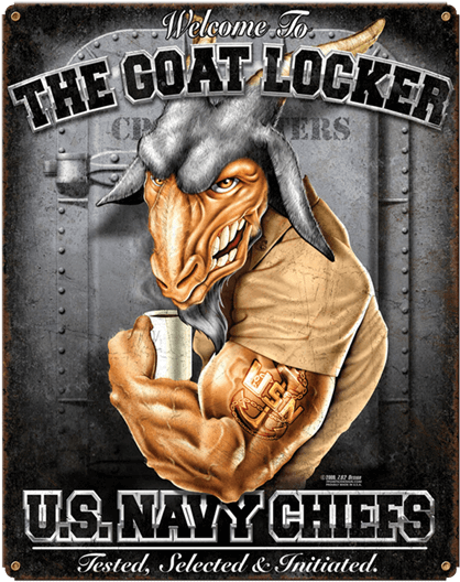 Usn Chiefs Goat Locker Vintage Steel Sign - Navy Chief Goat Locker (555x555), Png Download