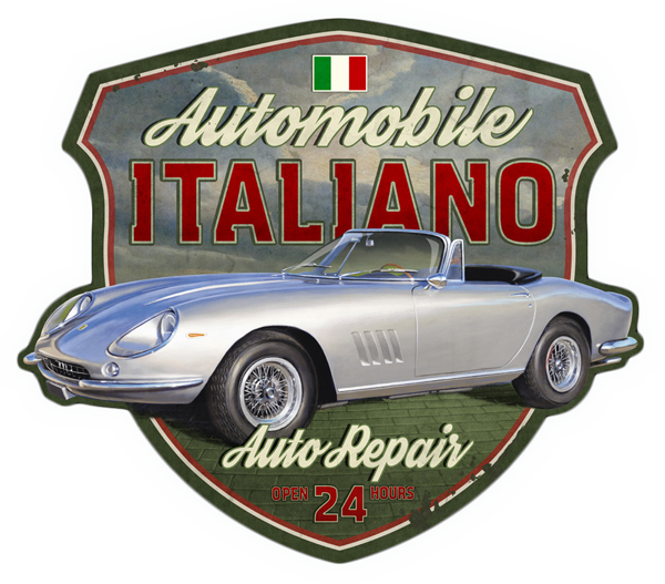 Festivals Of Speed - Automobile Italiano Vintage Metal Sign 18 X 12 Inches (600x527), Png Download