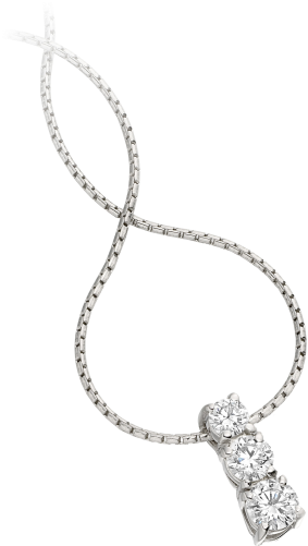 A Timeless Three Stone Diamond Necklace In 18ct White - 18ct White Gold Necklace (500x500), Png Download