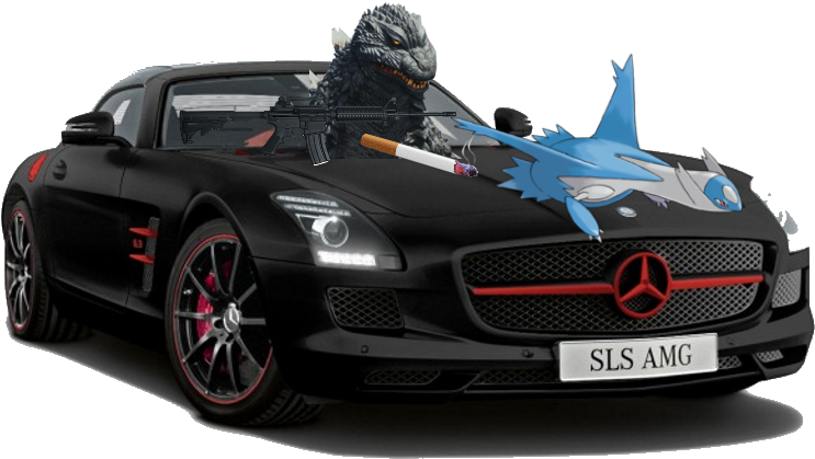 Fishtank - Mercedes Sls Amg Matte Black (800x488), Png Download