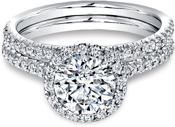 Engagement Rings - Diamond Halo Engagement Ring (861x611), Png Download