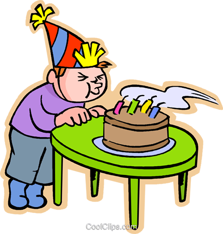 Boy Blowing Out Birthday Candles Royalty Free Vector - Birthday Cake Cutting Cartoon (458x480), Png Download