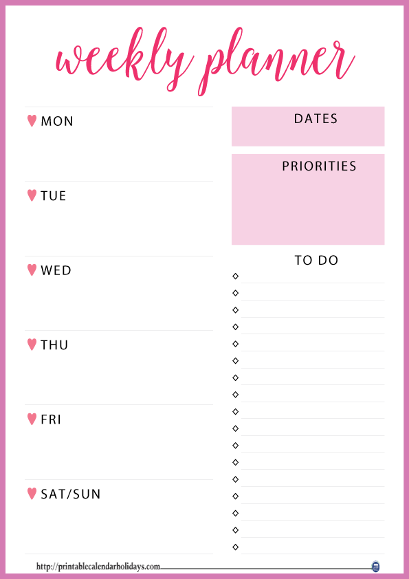 Weekly Planner Template Weekly Planner Template Pdf - Haftalık Planlayıcı Pdf (595x842), Png Download