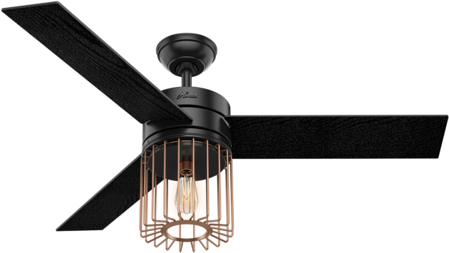 Hunter, Ronan Series 52" Ceiling Fan - Modern Ceiling Fan Black (724x434), Png Download