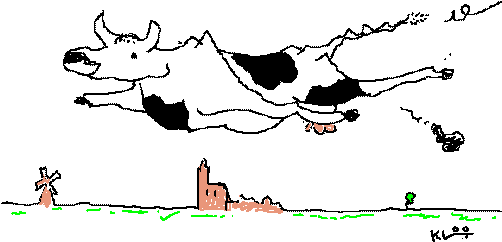 Flying Cow Cartoon (502x330), Png Download