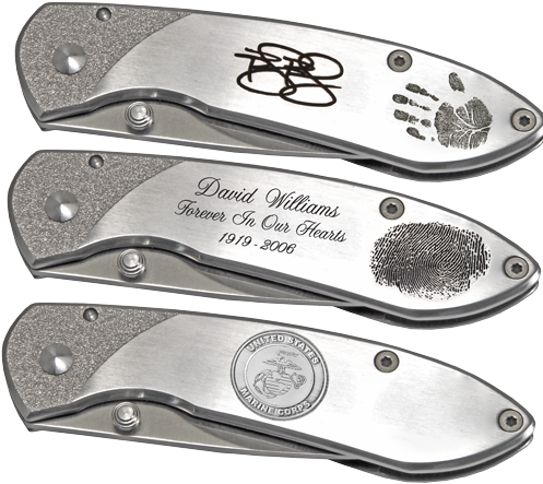 Personalized Pocket Knife - Fingerprint Memorial Jewelry: Stainless Steel Pocket (500x500), Png Download