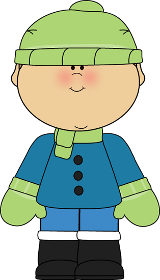 In A Green Scarf Cap Gloves Blue Winter Coat And Snow - Winter Boy Clipart (314x550), Png Download