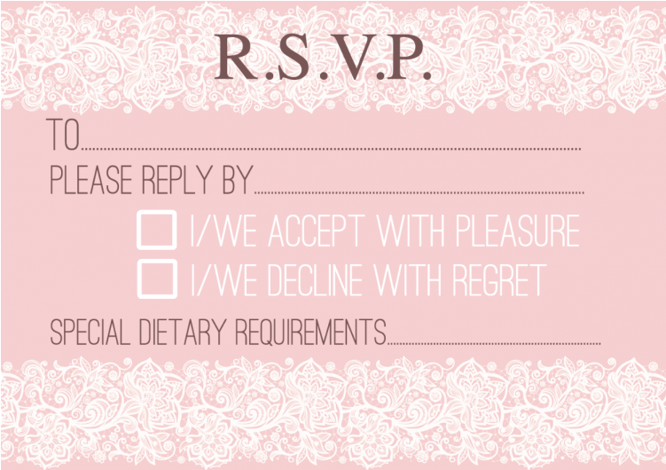 Rsvp Cards Design 3 Pink Lace Template - Design (750x750), Png Download