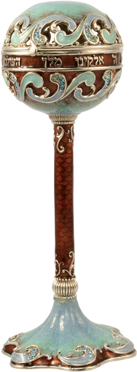 Brown & Blue Swirl Spice Box - Stunning Standing Spice Box With Hebrew Prayer (800x800), Png Download