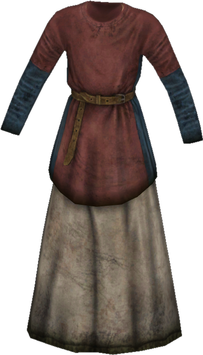 Girl's Red Dress - Skyrim Blue Dress (500x725), Png Download
