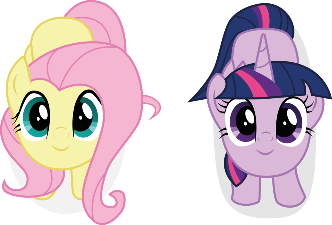 Cute Fluttershy And Twilight Sparkle Vector By Owlestyle - My Little Pony Twilight Sparkle And Fluttershy (1086x736), Png Download