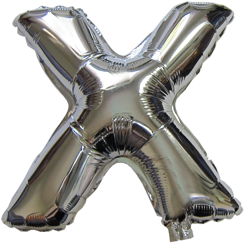 16“ Silver Letter Helium Foil Balloon X - Foil Balloon (1000x1000), Png Download