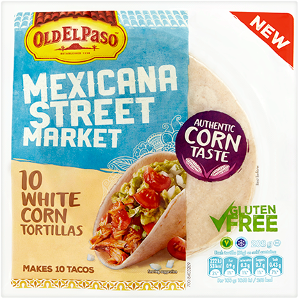 Mexicana Street Market White Corn Tortillas - Old El Paso Corn Tortilla (800x450), Png Download
