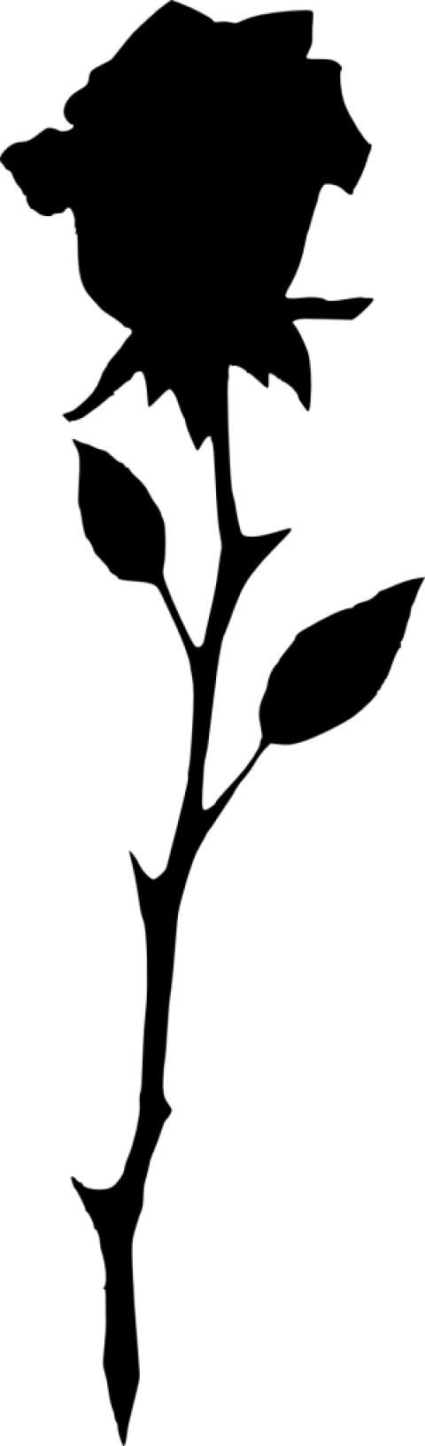 Free Png Rose Silhouette Png Images Transparent - Rose With Stem Silhouette (480x1633), Png Download