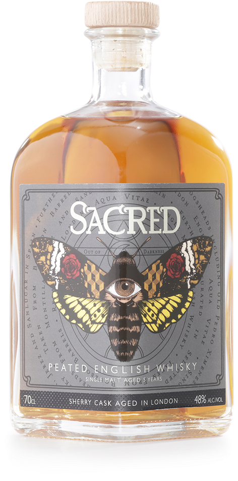 Sacred Peated English Whisky - Whisky (600x1300), Png Download