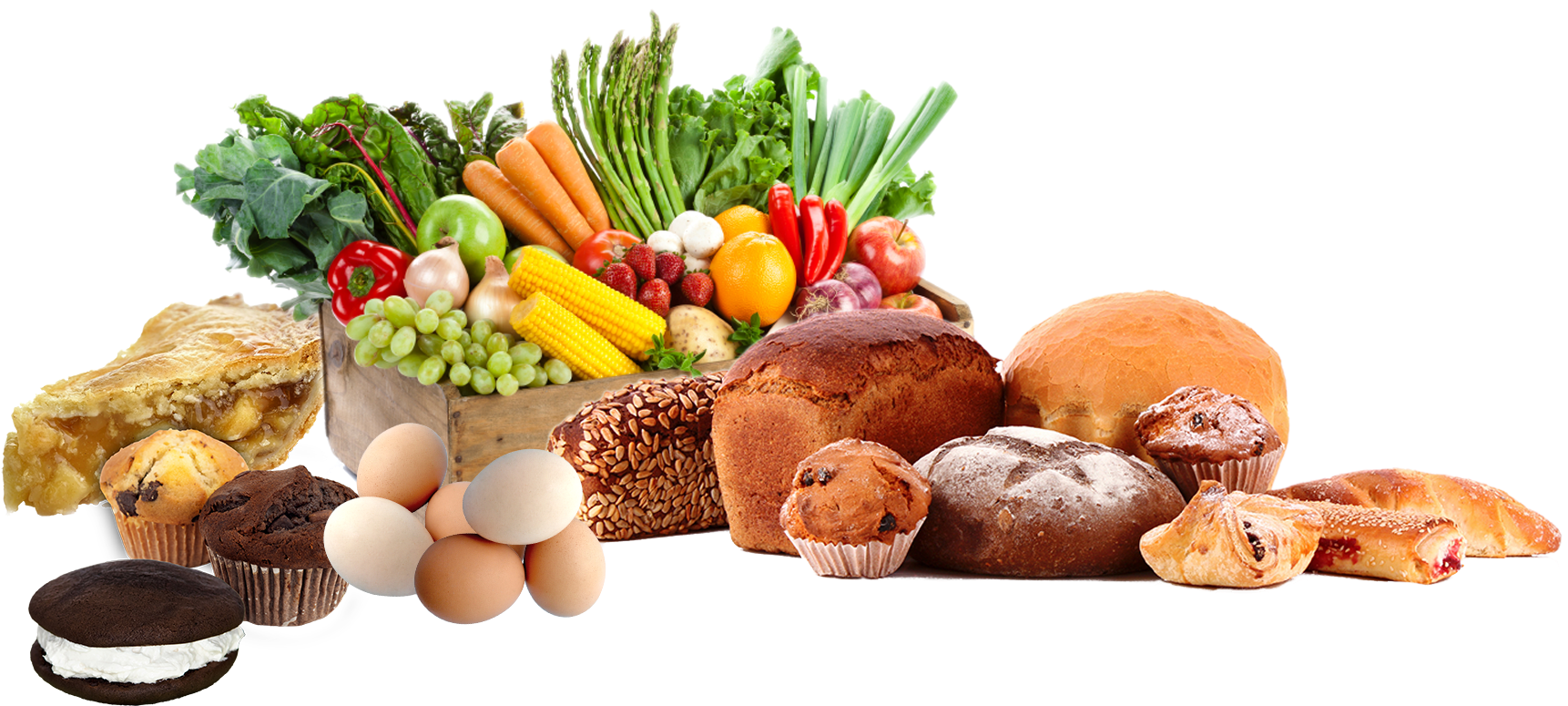 Baked Goods, Eggs, And Produce - Grow A Lettuce And Eat Healthy - Lemaitre, Jose (1787x894), Png Download