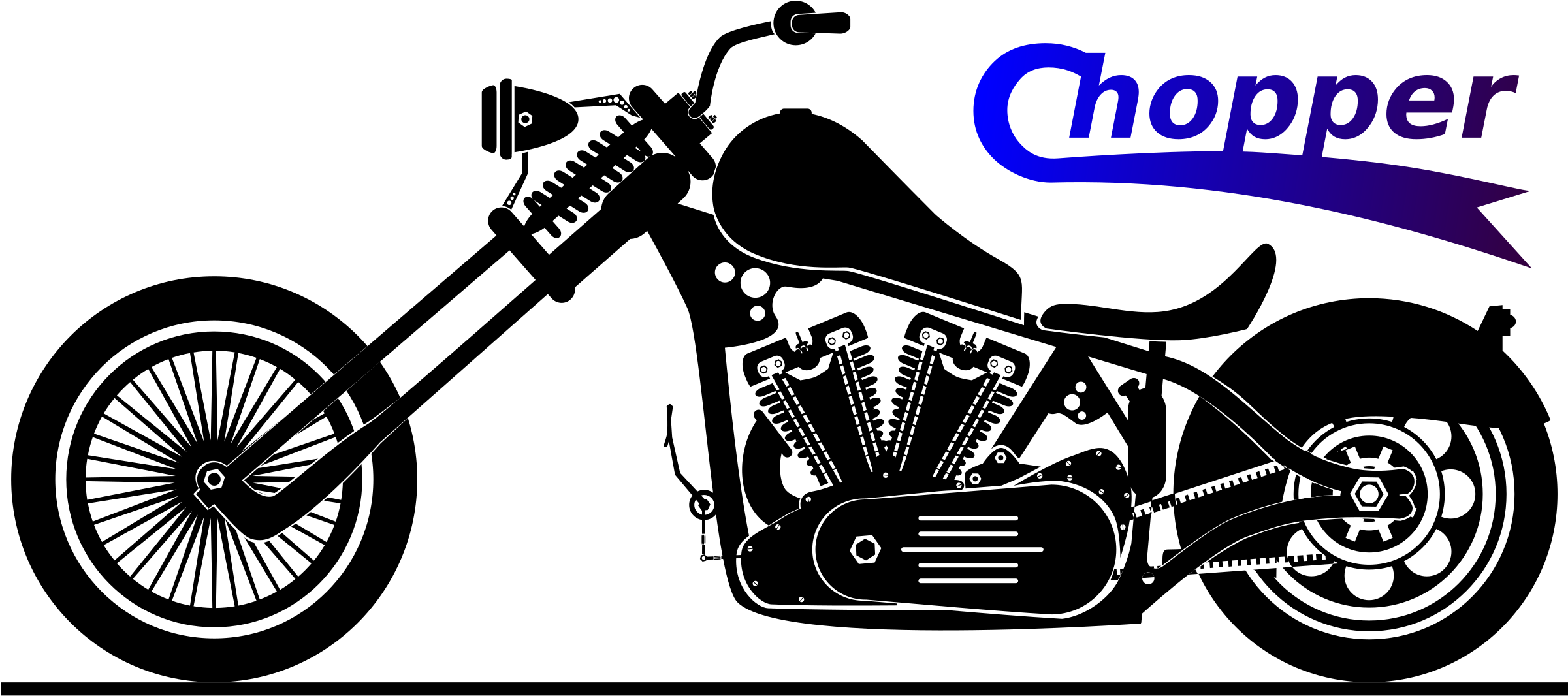 Big Image - Chopper Harley Davidson Clipart (2400x1080), Png Download