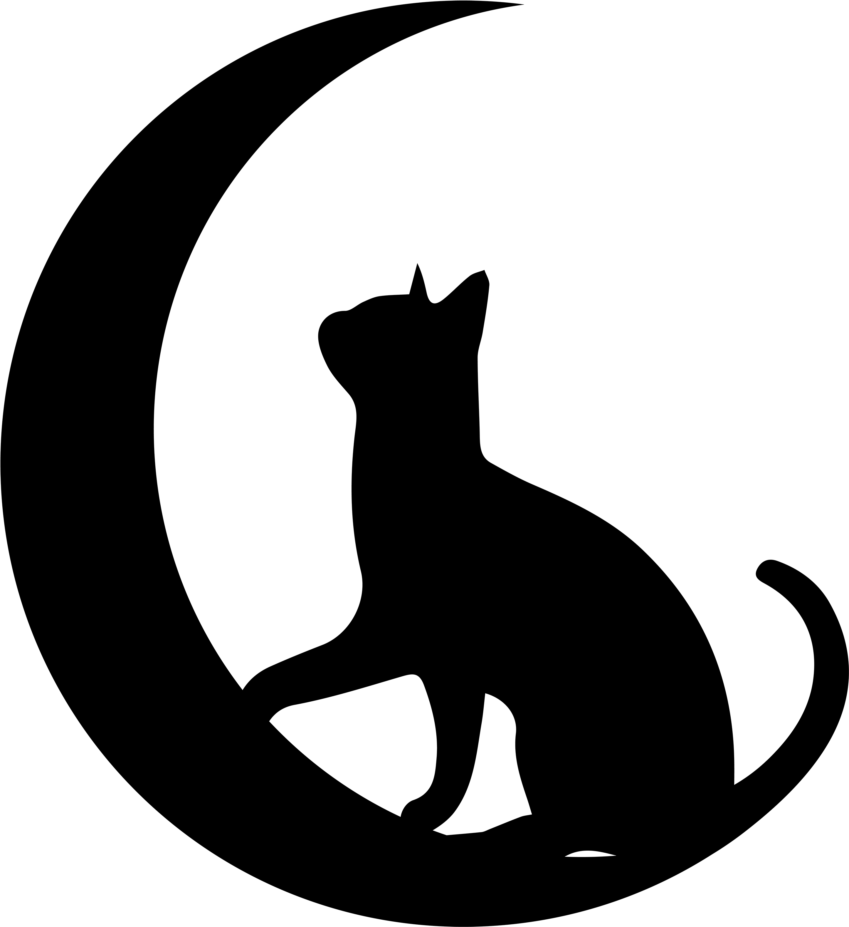 Catmoon Logo - Cat And Moon Silhouette (3500x3500), Png Download