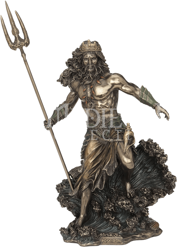 Bronze Poseidon With Trident Statue - Poseidon - God Of The Sea Statue (850x850), Png Download
