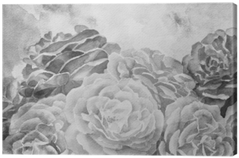 Black And White Roses In Hand Painted Watercolor Background - Watercolor Painting (400x400), Png Download