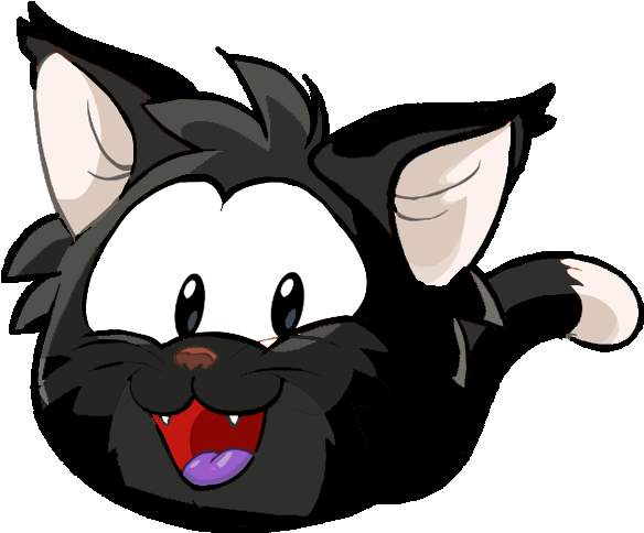 Black Cat Puffle - Gato Negro Png (627x520), Png Download