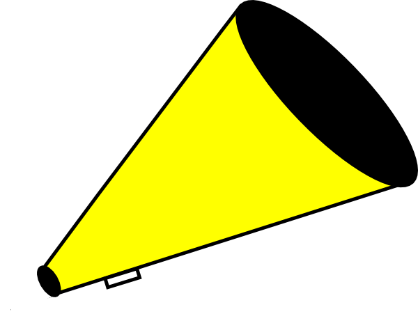Megaphone Yellow Clip Art - Gold Cheer Megaphone Clipart (600x451), Png Download