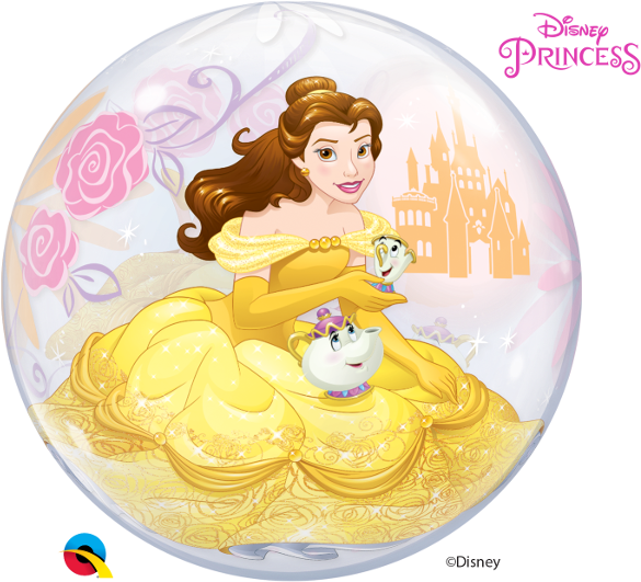 Beauty & The Beast Belle 22" Bubble Balloon - Princess Belle (600x600), Png Download