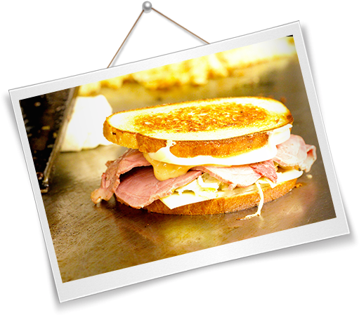 View Our Menu - Ham And Cheese Sandwich (535x471), Png Download