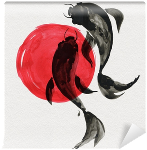 Koi Fishes In Japanese Painting Style - Japanese Culture (400x400), Png Download