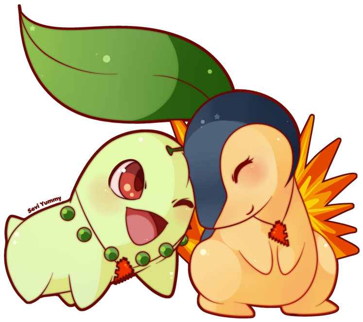 Chikorita And Cyndaquil By Seviyummy - Pokemon Cyndaquil And Chikorita (800x800), Png Download