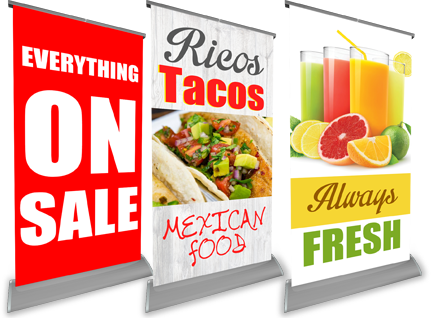 Retractable Banners Png Transparent - Roller Up Food Banner (431x318), Png Download