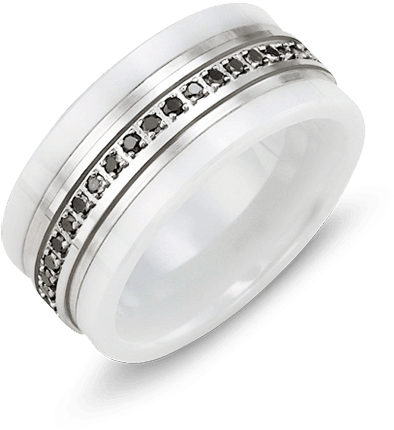 Women's Ceramic & Gold Wedding Ring - Tungsten Carbide (400x500), Png Download