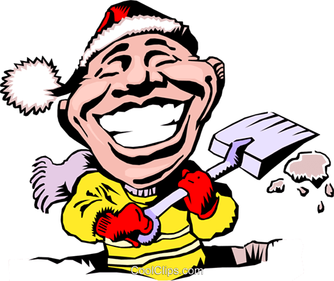 Cartoon Snow Shovel Royalty Free Vector Clip Art Illustration - Snow Shoveling Clip Art (480x405), Png Download