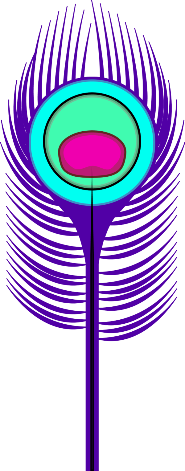 Feather Clipart Purple - Peacock Feather Clip Art (600x1528), Png Download