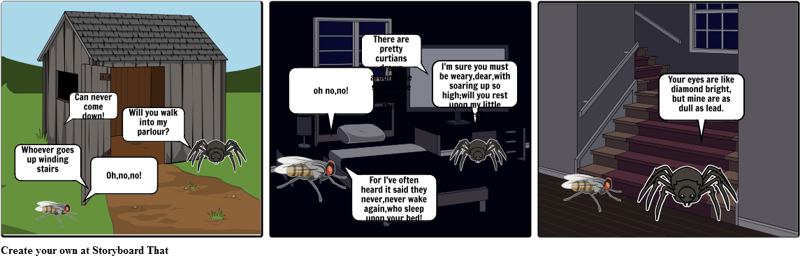 The Spider And The Fly - Cartoon (1164x385), Png Download