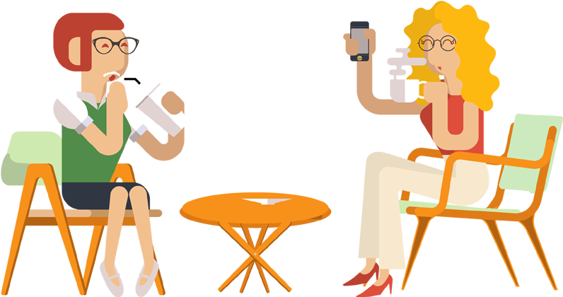 Graphic Library Shopping With Friends Clipart - Drinking Coffee Cartoon Png (800x430), Png Download