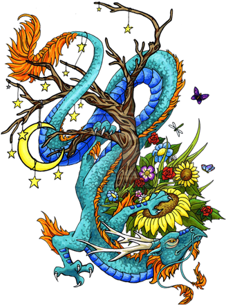 For Japanese Room Divider Art - Dragon Tattoo Designs Png (340x445), Png Download