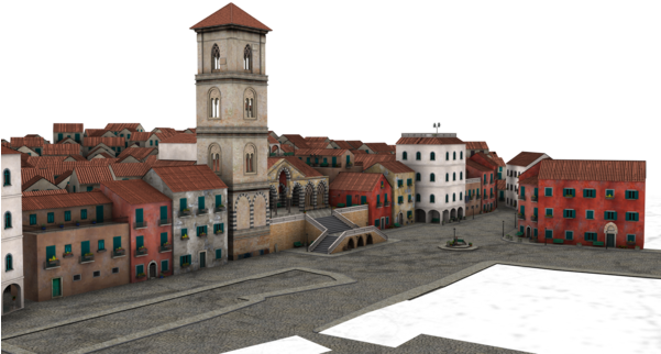 Small Town Buildings - Town Png (600x337), Png Download