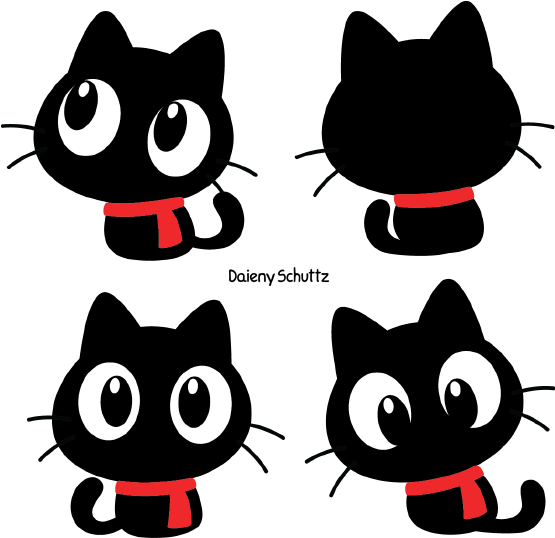 Chibi Winter Black Cat By Daieny On Deviantart Vector - Black Cat Kawaii Silhouette (600x583), Png Download