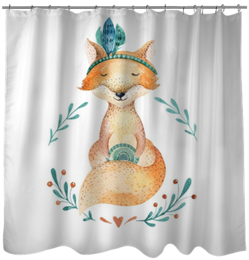 Cute Baby Fox Animal For Kindergarten, Nursery Isolated - Curtain (400x400), Png Download