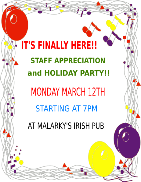 Holiday Party Clip Art - Balloons Clip Art (462x598), Png Download