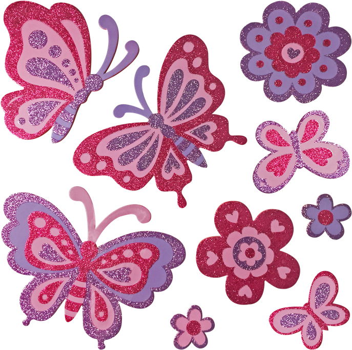 Aplique Ades Cartela Glitter Rosa Pink Borboleta - Brush-footed Butterfly (700x700), Png Download