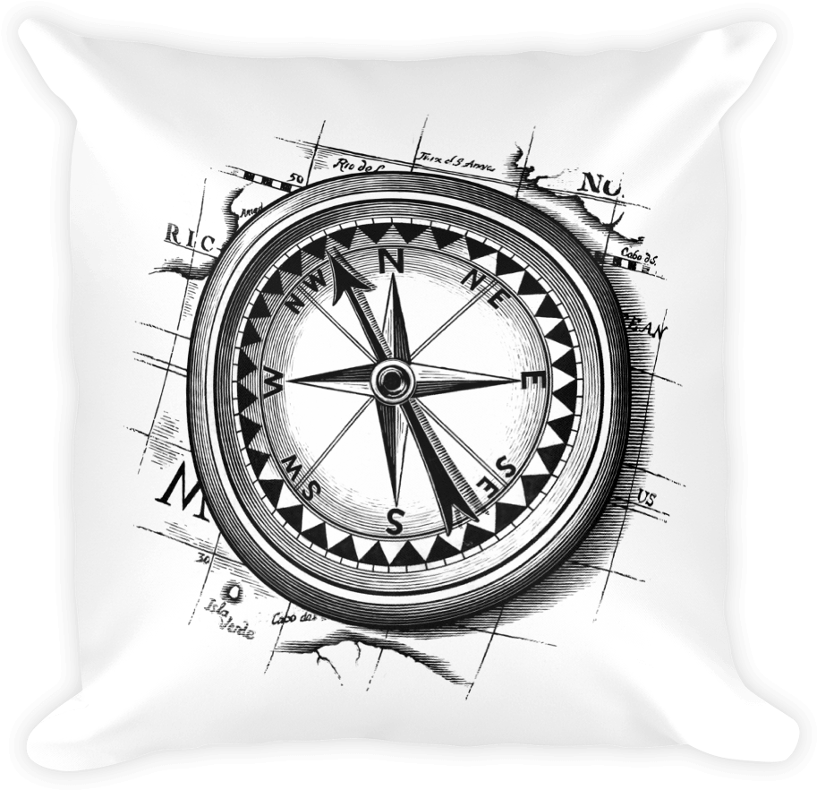 Nautical Compass Pillow - 222 Fifth (pts) Slice Of Life Nautical Compass Salad (1000x1000), Png Download