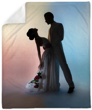 Wedding Couple Silhouette Groom And Bride On Colors - Bridegroom (400x400), Png Download